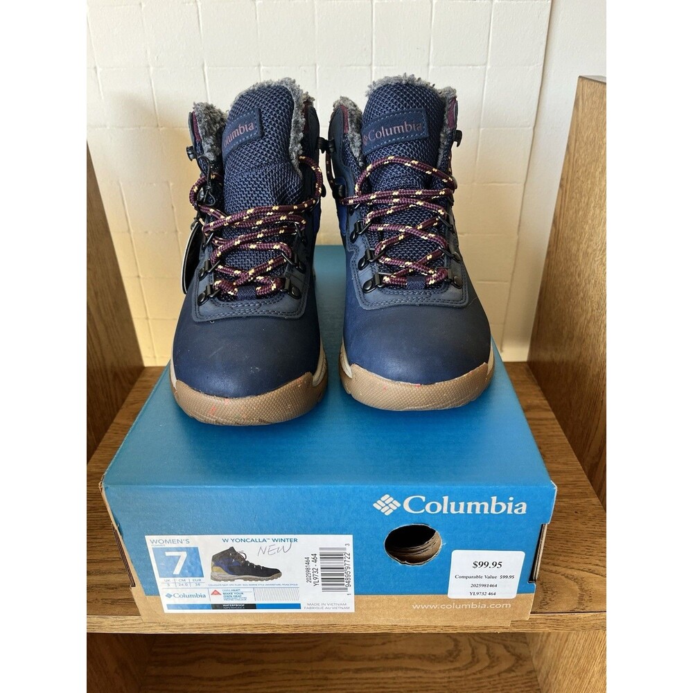 Columbia Yoncalla Hiking Boots Sz 7 Blue Winter Waterproof Gorpcore Waterproof